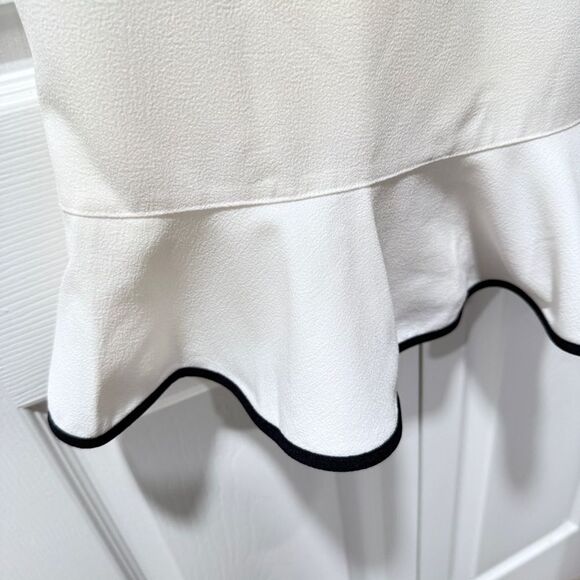 NANETTE LEPORE White BELLA DONNA Dress 4 Bell Sleeves Flounce Contrast Edge NWT - Picture 9 of 14